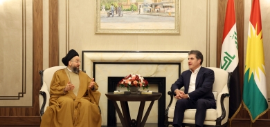 نێچيرڤان بارزانى، سه‌رۆكى هه‌رێمى كوردستان، پێشوازیی له‌ به‌ڕێز سەید عه‌ممار ئه‌لحه‌كيم، سه‌رۆكى ڕه‌وتى حيكمه‌ى نيشتمانيى عێراق و شاندێکی یاوه‌ری كرد.