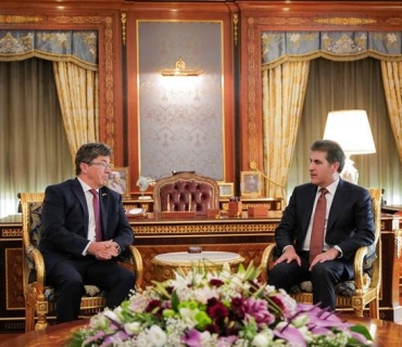 نێچیرڤان بارزانی، سەرۆکی هەرێمی کوردستان، پێشوازی لە کریستۆفەر بۆم، باڵیۆزی کەنەدا لە عێراق کرد