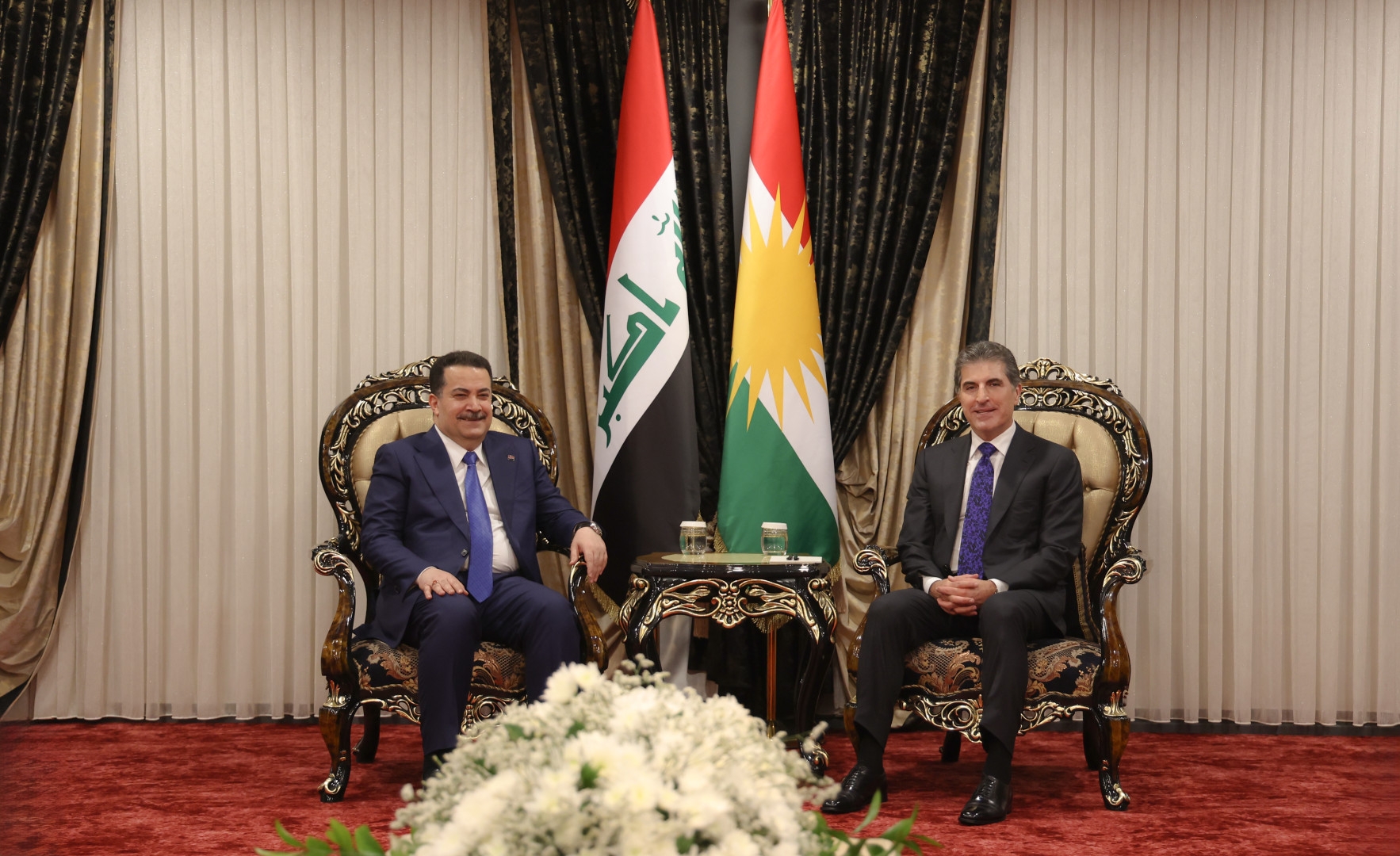 نێچیرڤان بارزانی، سەرۆکی هەرێمی کوردستان، پێشوازیی لە بەڕێز محەمەد شیاع ئه‌لسوودانی، سەرۆکوەزیرانی عێراقی فیدراڵ کرد.