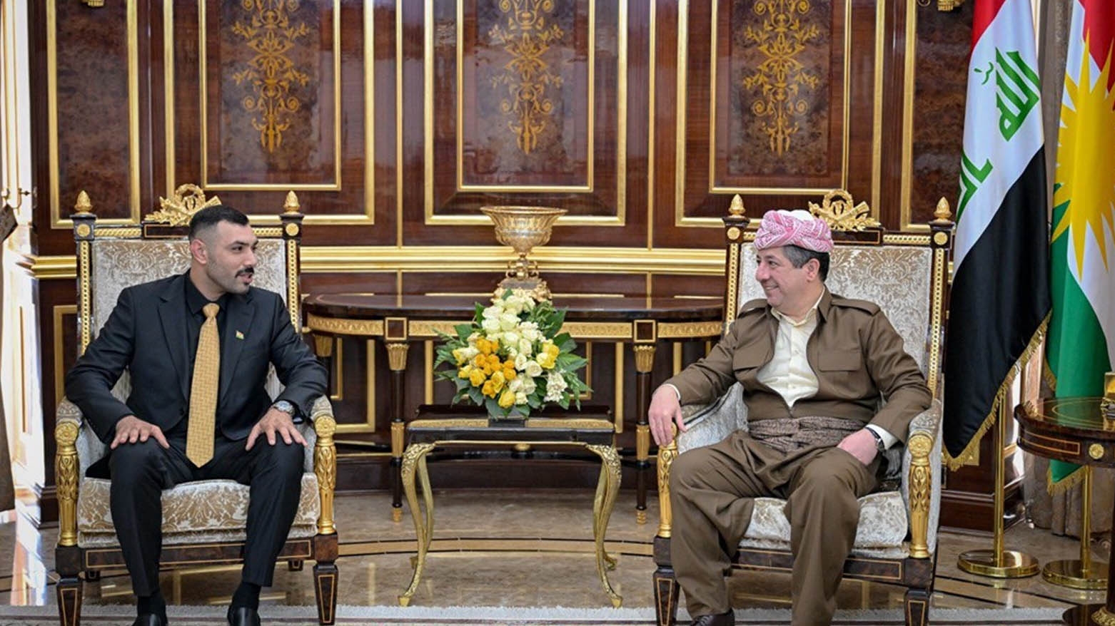 Serokwezîr Mesrûr Barzanî pêşwaziya qehremanê Kurd Badîn Heso kir