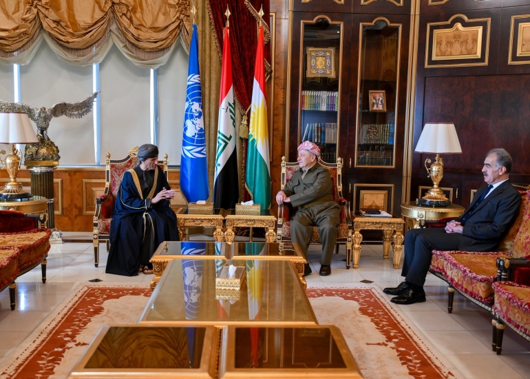 لە پیرمام، سەرۆک مەسعود بارزانی پێشوازی لە بەڕێز محەممەد ئەلحەسسان، نوێنەری تایبەتی سکرتێری گشتیی نەتەوە یەکگرتووەکان و سەرۆکی نێردەی یۆنامی لە عێراق کرد.