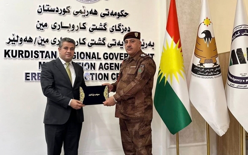 هێزەکانی پاسەوانی سنور لە سنوری پارێزگای هەولێر و ئیدارەی سەربەخۆی سۆران سەردانی دیوانی بەڕێوەبەرایەتی گشتی ده‌زگای مین- یان كرد