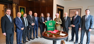 الرئيس بارزاني يستقبل وفداً من نادي آمد سبور في مصيف صلاح الدين