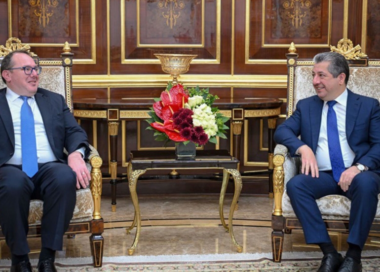 مەسرور بارزانی، سەرۆکی حکوومەتی هەرێمی کوردستان, پێشوازی لە جۆشوا هاریس، هەڵسوڕێنەری باڵیۆزخانەی ئەمەریکا لە عێراق کرد.