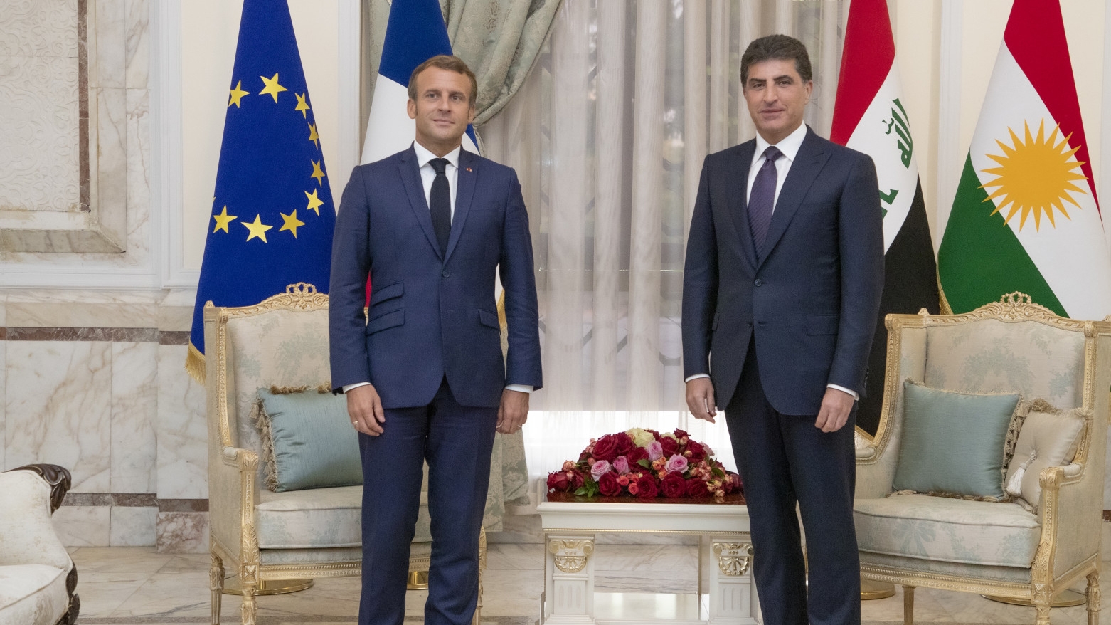 President Nechirvan Barzani and Macron Discuss Syria Tensions, Call for De-escalation and Protection of Kurdish Rights