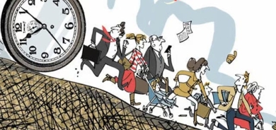 كاریكاتێر، ئەم كاریكاتێرە باس لە مرۆڤ دەكات، كە هەمیشە كات بە دوایانەوەیە