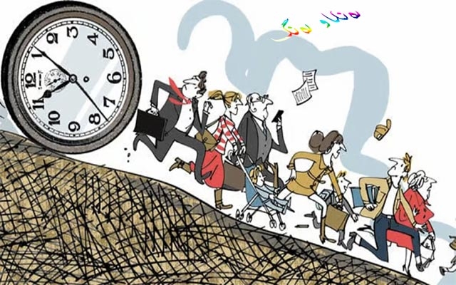 كاریكاتێر، ئەم كاریكاتێرە باس لە مرۆڤ دەكات، كە هەمیشە كات بە دوایانەوەیە