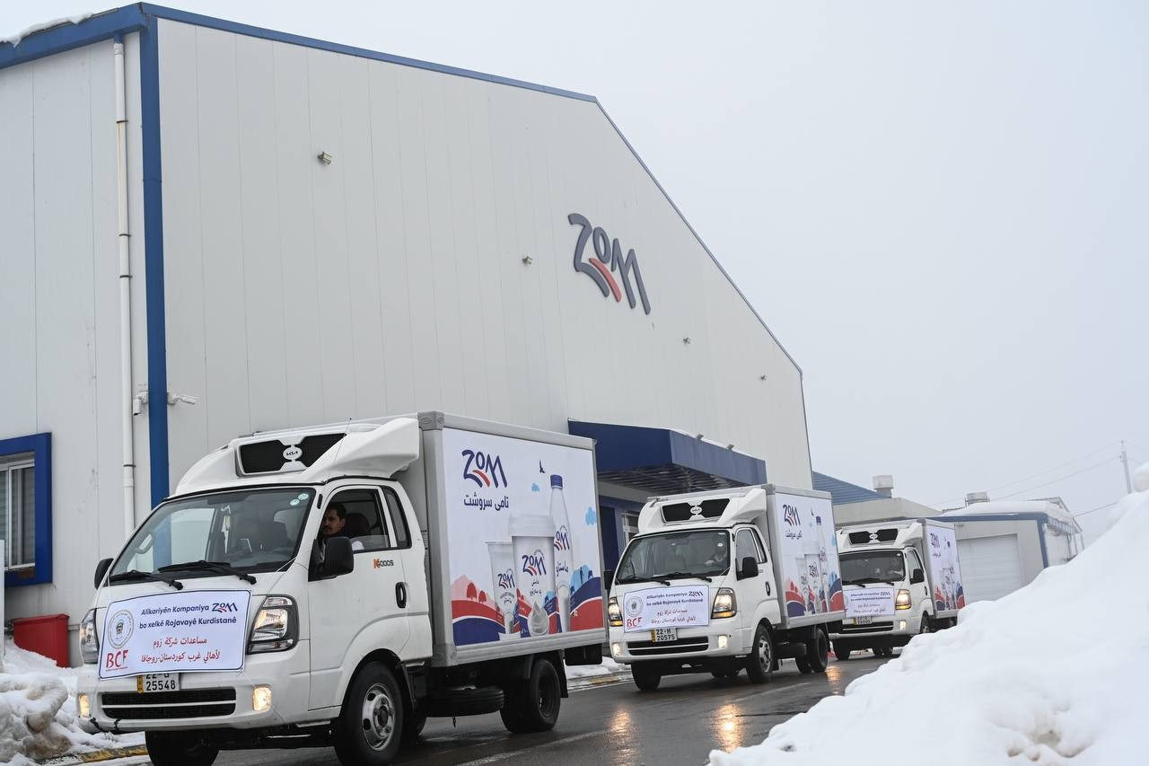 بالتنسيق مع بارزاني الخيرية.. «زوم» تسيّر قافلة مساعدات تضم 2000 سلة غذائية إلى غرب كوردستان