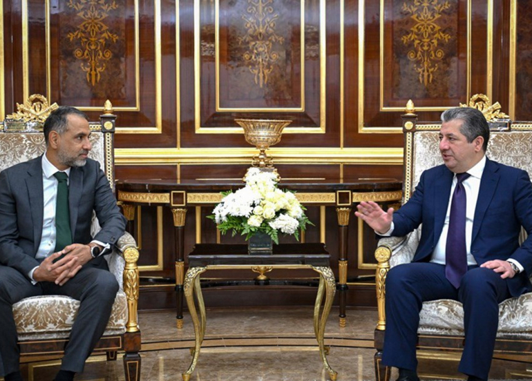 مەسرور بارزانی سەرۆکی حکوومەتی هەرێمی کوردستان, پێشوازی لە عیرفان سدیق باڵیۆزی بەریتانیا لە عێراق کرد.