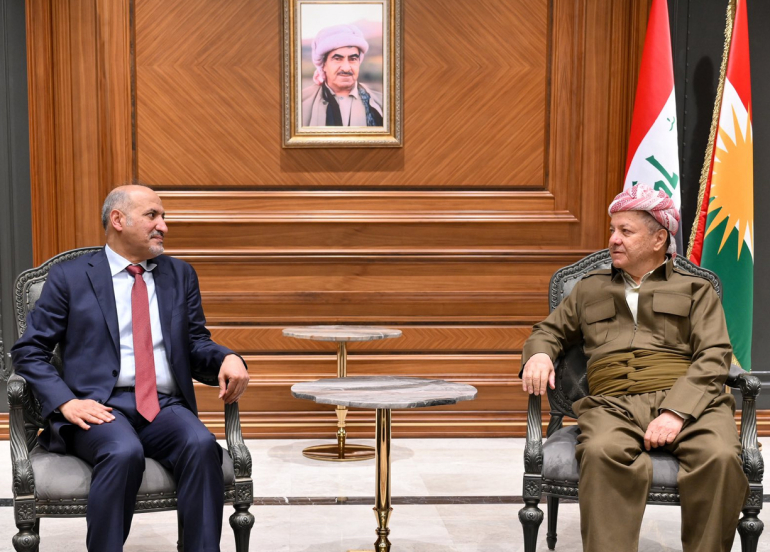 Serok Barzanî û Ehmed El-Cerba rewşa Sûriyeyê gotûbêj dikin