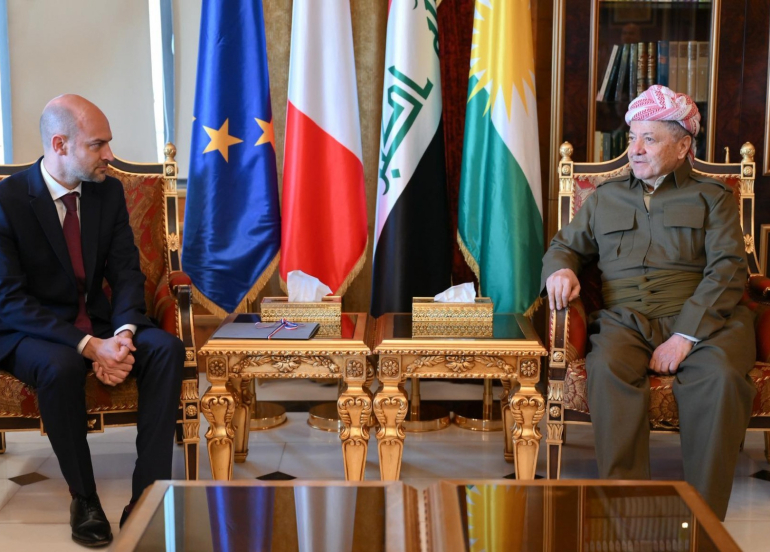 Serok Barzanî pêşwazî li Wezîrê Derve yê Fransayê Jean-Noel Barrot kir