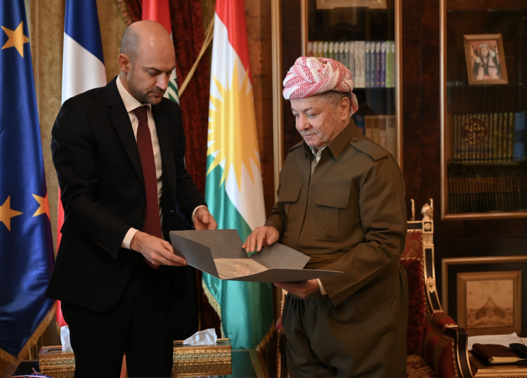 President Barzani and French Foreign Minister Discuss Peace Efforts in the Middle East