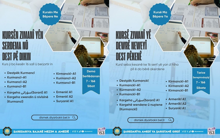 Şaredariya Amedê kursên Kurmancî, Soranî û Kirmanckî vedike