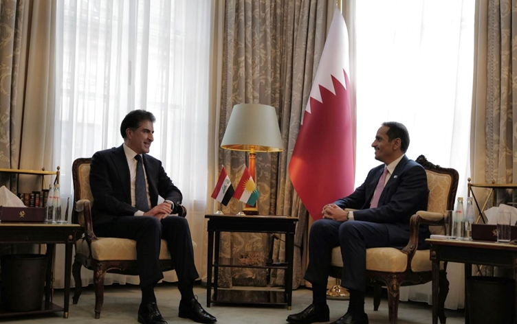 نيجيرفان بارزاني ورئيس وزراء قطر يؤكدان أهمية الحفاظ على الأمن والاستقرار بالشرق الأوسط