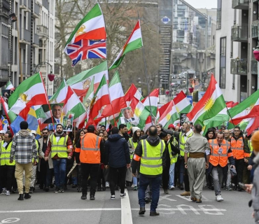 ئێرانییەکان لە برۆکسل دژی کۆماری ئیسلامی ئێران ڕێپێوانیان ئەنجامدا