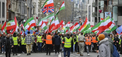 ئێرانییەکان لە برۆکسل دژی کۆماری ئیسلامی ئێران ڕێپێوانیان ئەنجامدا
