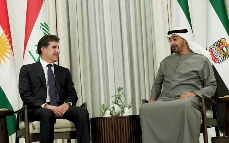 نيجيرفان بارزاني والرئيس الإماراتي يؤكدان أهمية تكثيف الجهود لتهدئة أوضاع المنطقة