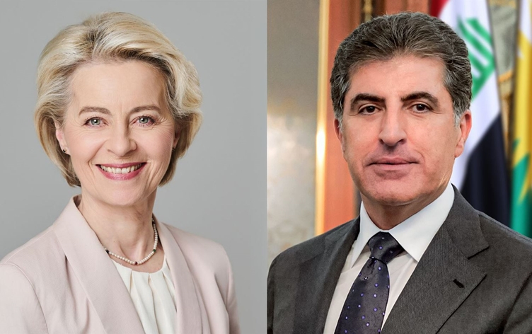 نيجيرفان بارزاني ورئيسة الاتحاد الأوروبي يؤكدان ضرورة إيجاد حلول سياسية لمنع اتساع الصراع بالمنطقة