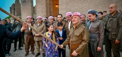 President Masoud Barzani Lights Newroz Fire at Erbil Citadel