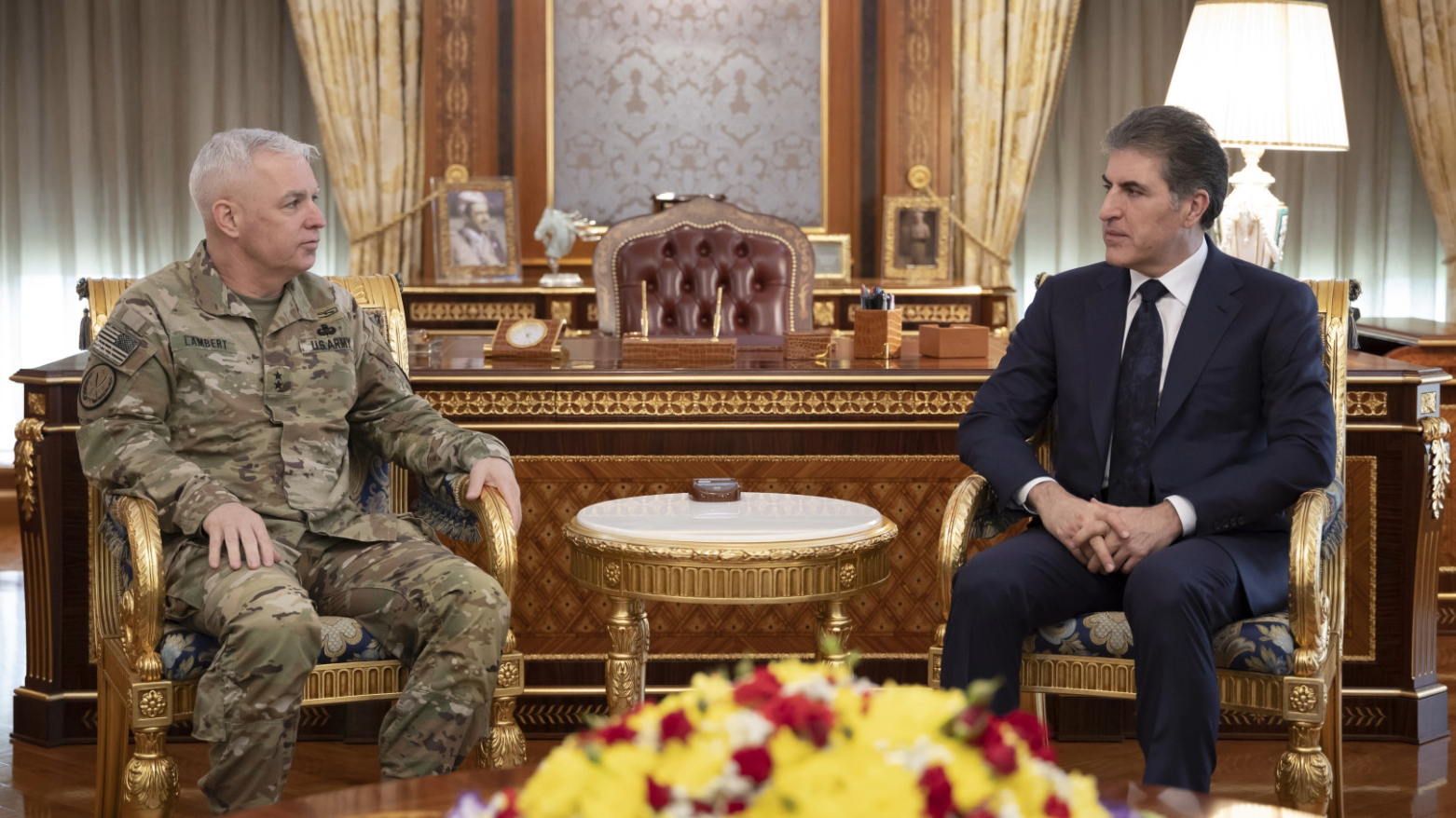 رئيس إقليم كوردستان يبحث مع الجنرال لامبيرد سبل مواجهة التحديات الأمنية وملاحقة 