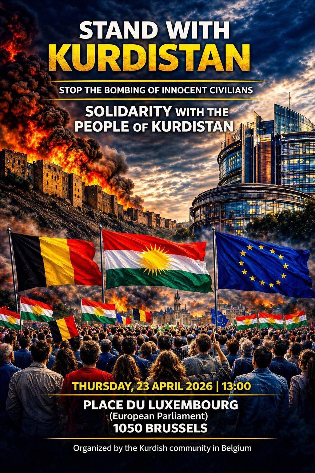 دعوات لوقفة تضامنية مع شعب كوردستان في العاصمة البلجيكية بروكسل