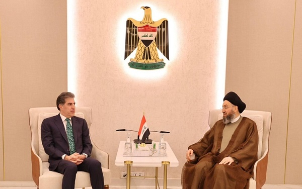 الحكيم خلال استقباله نيجيرفان بارزاني: أكدنا أهمية إنهاء الصراع الدائر بالمنطقة