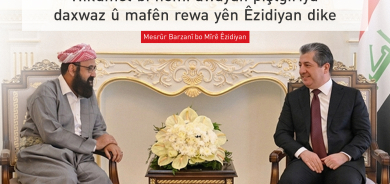Serokwezîrê Herêma Kurdistanê pêşwaziya Mîrê Êzidiyan kir