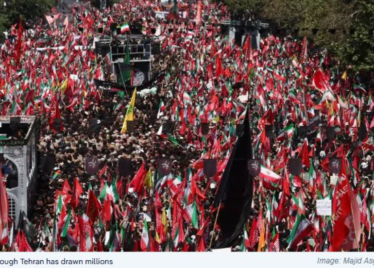 Millions Attend Funeral Procession for Iran’s Late Supreme Leader in Tehran