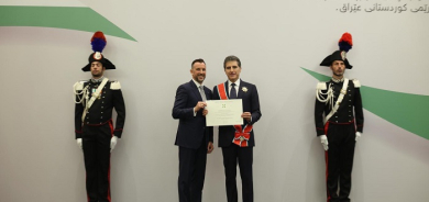 Kurdistan Region President Nechirvan Barzani Honored with Prestigious Knight Grand Cross of the Order of the Star of Italy