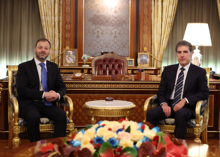 Kurdistan Region President Nechirvan Barzani and Prime Minister Masrour Barzani Bid Farewell to EU Liaison Office Head