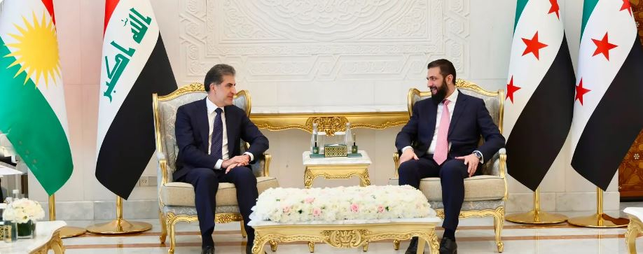Kurdistan Region President Nechirvan Barzani Meets Syrian President Ahmed al-Sharaa in Damascus, Extends Invitation to Visit Kurdistan Region