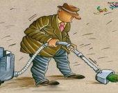 كاریكاتێر،  ئەم كارێكاتێرە باس لە جیهانی پیشەسازی و عەولەمە دەكات
