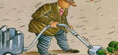 كاریكاتێر،  ئەم كارێكاتێرە باس لە جیهانی پیشەسازی و عەولەمە دەكات