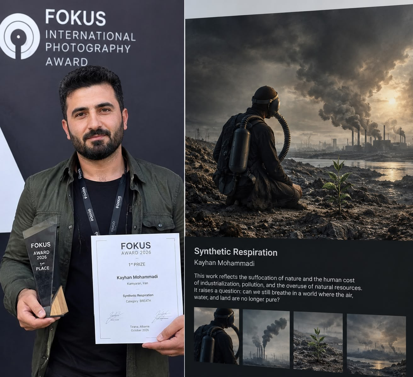 کەیوان محەممەدی پلەی یەکەمی فێستیڤاڵی نێودەوڵەتی FOKUS Award 2026ی بەدەستهێنا