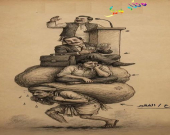 كاریكاتێر، ئەم كاریكاتێرە ئاماژە بە چینوتوێژەكانی كۆمەڵگە دەكات