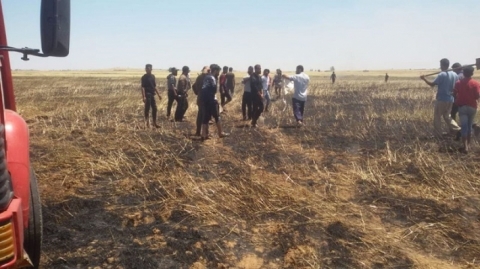 حريق كبير وسط قامشلو وحرائق في المحاصيل برأس العين