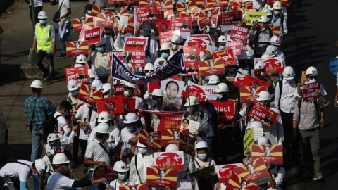 مظاهرات حاشدة في ميانمار