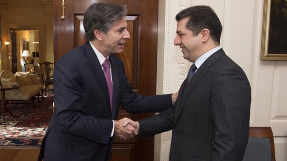 رئيس حكومة إقليم كوردستان ووزير الخارجية الأمريكي يبحثان هجوم أربيل