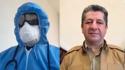 رئيس الحكومة لفريق «كورونا» في حلبجة: فخورون بكم .. تخاطرون بحياتكم لإنقاذ مواطني كوردستان