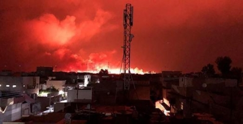  قتيل و10 إصابات في حريق معمل كبريت المشراق جنوب الموصل