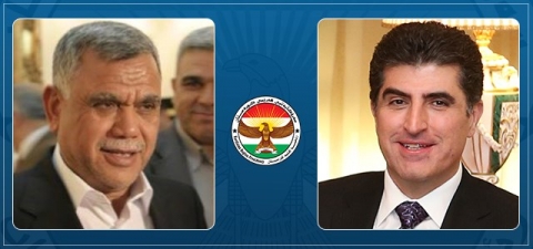 العامري مهنئاً نيجيرفان البارزاني: نأمل بمزيد من التعاون والتنسيق لحل المشاكل ومواجهة الإرهاب