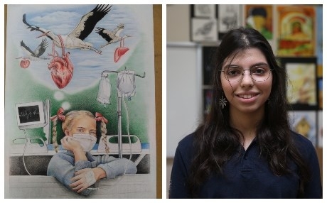 لوحة طالبة عراقية تفوز بالمركز الأول في مسابقة للرسم بتركيا