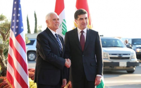 رئيس إقليم كوردستان يستقبل نائب الرئيس الأمريكي في أربيل