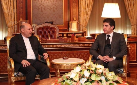 نيجيرفان البارزاني والقنصل الإيراني الجديد في أربيل يبحثان مستجدات الأوضاع في العراق والمنطقة