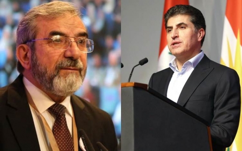 نيجيرفان البارزاني يهنئ صلاح الدين بهاء الدين لإعادة انتخابه أميناً عاماً للاتحاد الإسلامي الكوردستاني