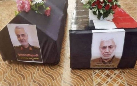 انطلاق مراسم تشييع المهندس وسليماني في بغداد