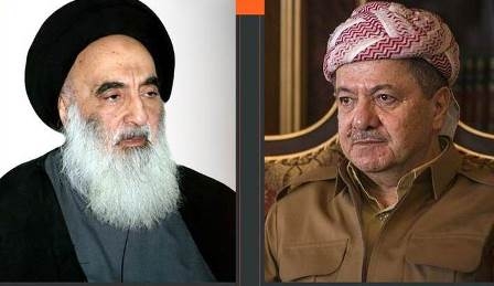 مسعود البارزاني يبعث رسالة للاطمئنان على صحة السيستاني