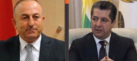 رئيس حكومة إقليم كوردستان يعزي وزير خارجية تركيا في ضحايا الزلزال