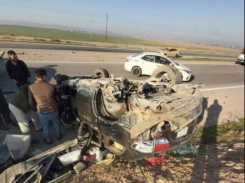 حادث سير مروع على طريق أربيل - كركوك يسفر عن مصرع واصابة 4 اشخاص