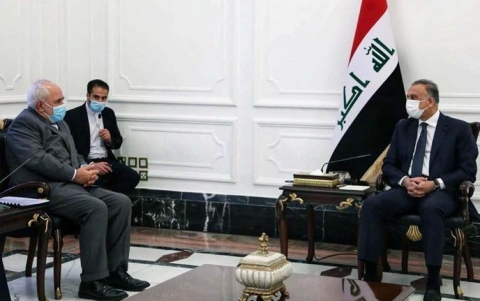 الكاظمي وظريف يبحثان بدء مرحلة جديدة من العلاقات بين العراق وإيران